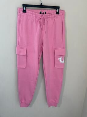True Religion Foil HS Cargo Jogger Pink Cargo Sweatpants Size S NWT